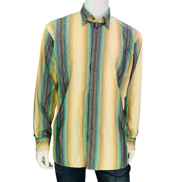 Tommy Bahama Jeans Mens Island Soft Shirt Silk Cotton Multicolor Stripe Size XL - Picture 2 of 12